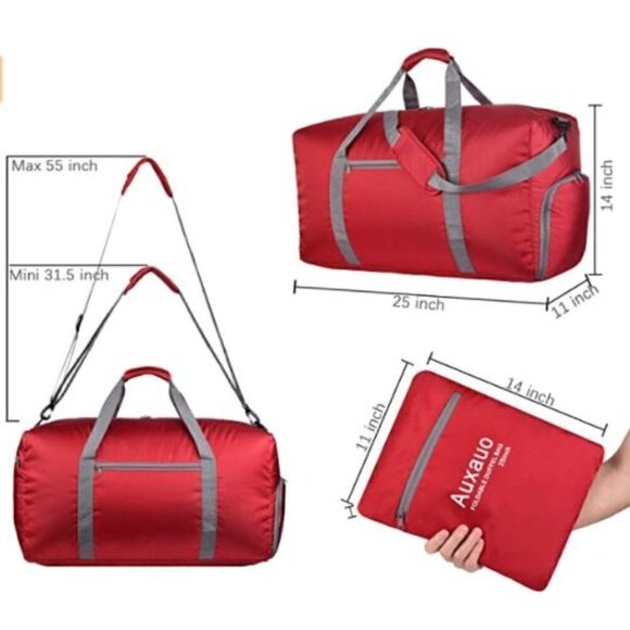 Handbags - New 65L Travel Duffel Bag Foldable/Lightweight,RED